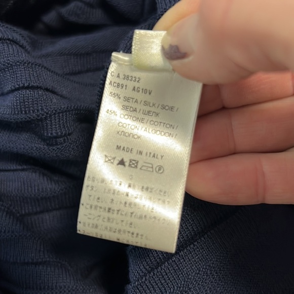 Agnona Navy Blue Silk Cotton Knit Dress 44 - Picture 7 of 11